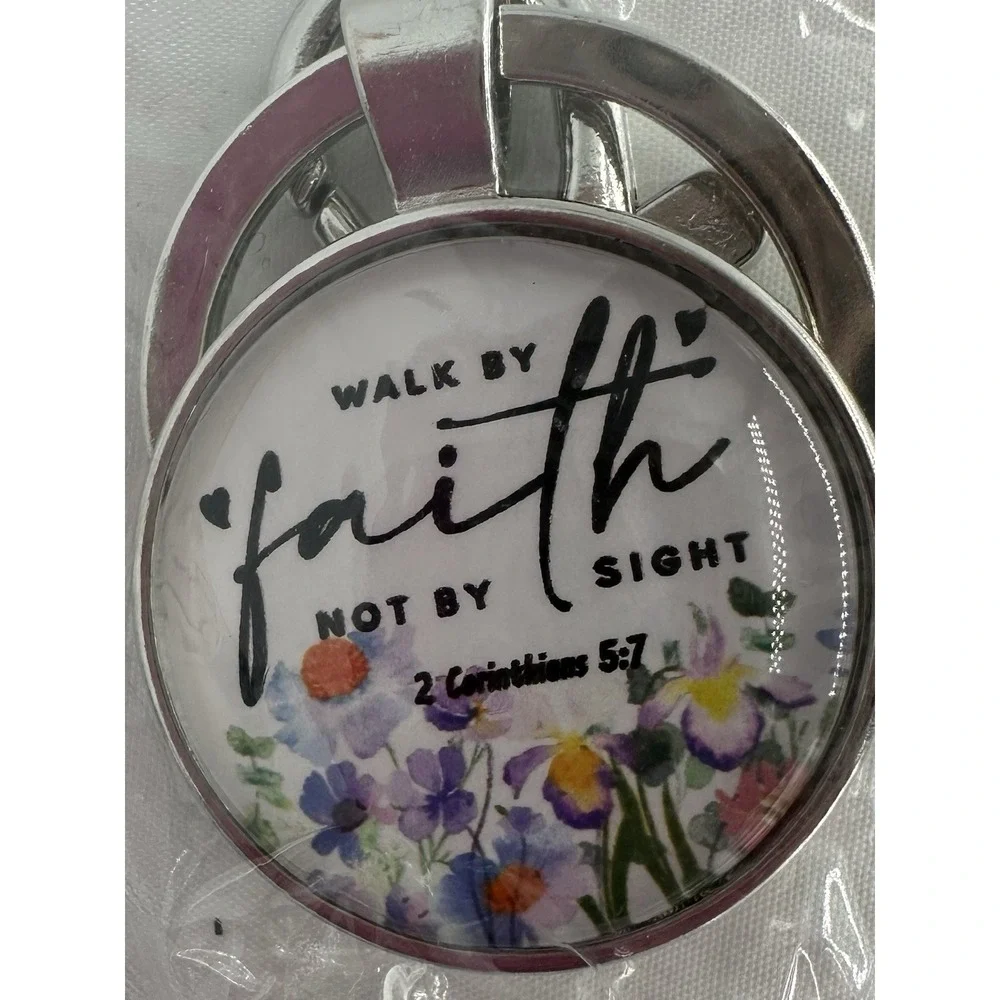Ladies Inspiration Religious Christian Jewelry Bible 2 Cor 5:7 Keychain